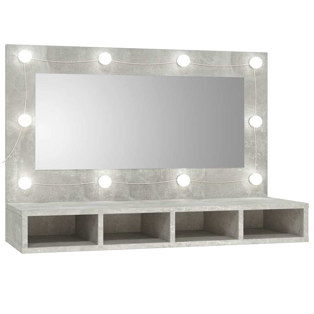 vidaXL Armoire de toilette avec LED gris béton 90x31,5x62 cm