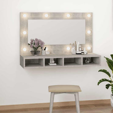 vidaXL Armoire de toilette avec LED gris béton 90x31,5x62 cm