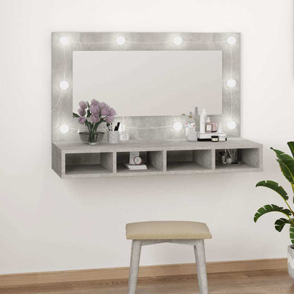 vidaXL Armoire de toilette avec LED gris béton 90x31,5x62 cm