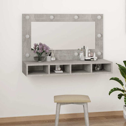 vidaXL Armoire de toilette avec LED gris béton 90x31,5x62 cm