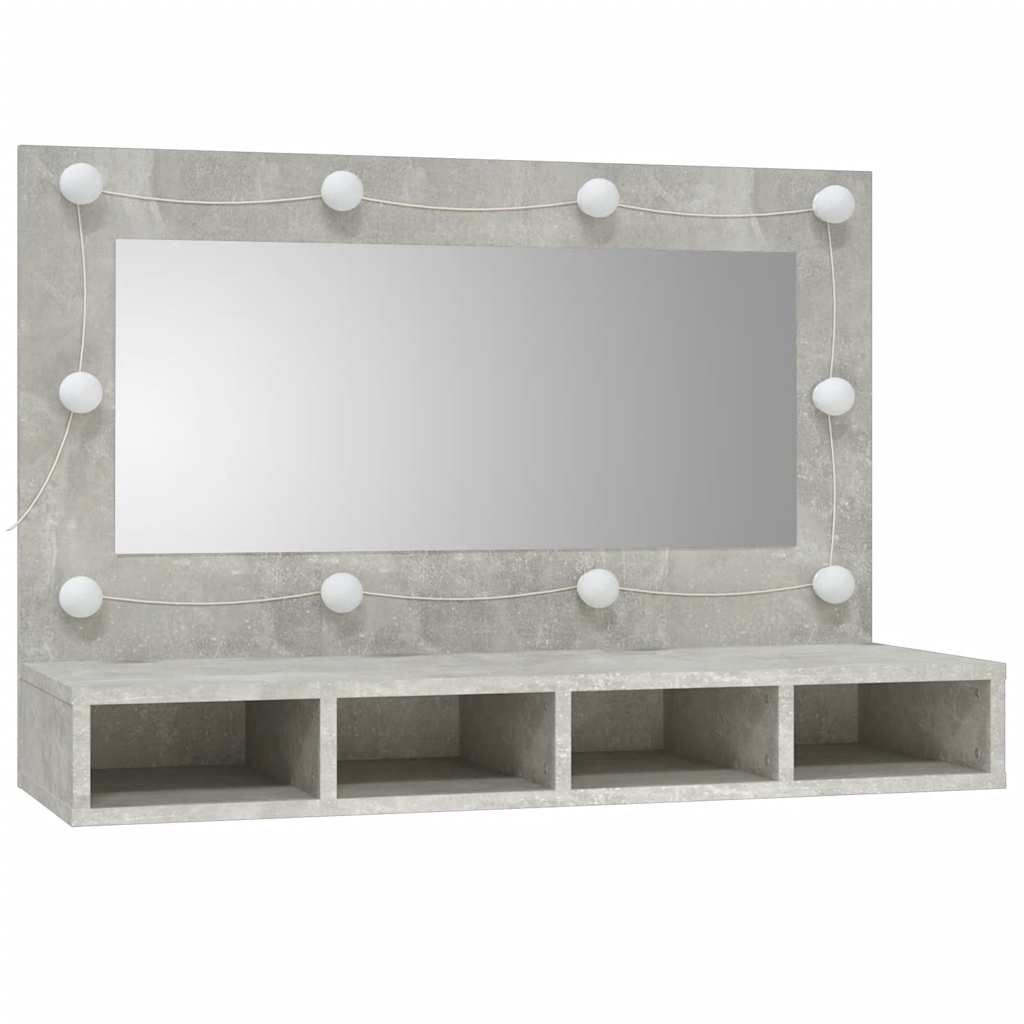 vidaXL Armoire de toilette avec LED gris béton 90x31,5x62 cm