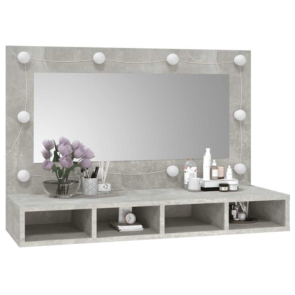 vidaXL Armoire de toilette avec LED gris béton 90x31,5x62 cm