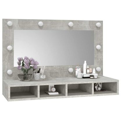 vidaXL Armoire de toilette avec LED gris béton 90x31,5x62 cm
