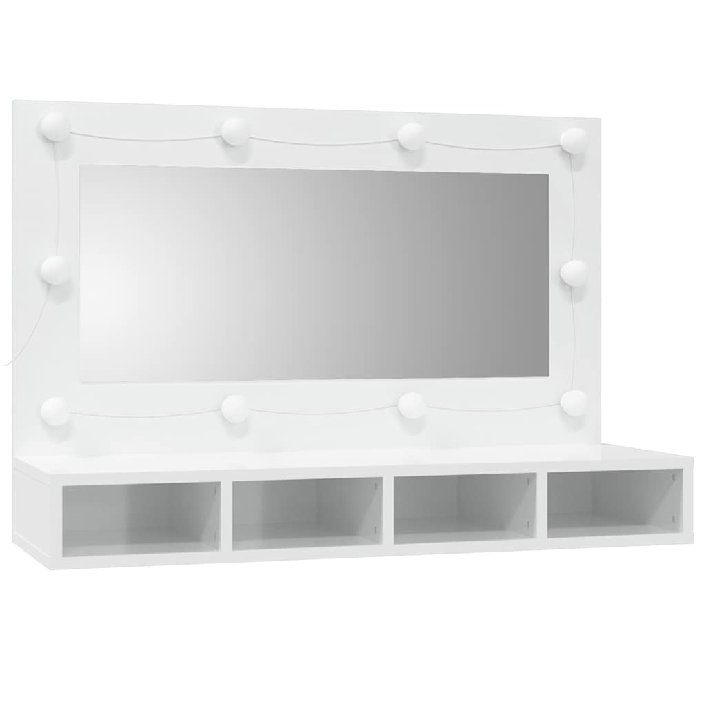 vidaXL Armoire de toilette avec LED blanc brillant 90x31,5x62 cm