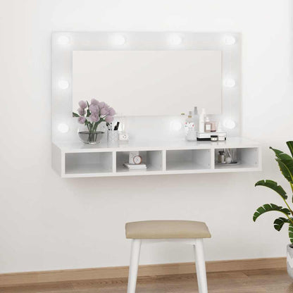 vidaXL Armoire de toilette avec LED blanc brillant 90x31,5x62 cm