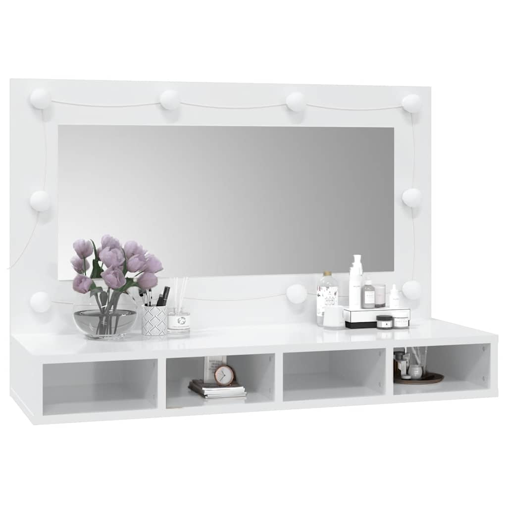 vidaXL Armoire de toilette avec LED blanc brillant 90x31,5x62 cm