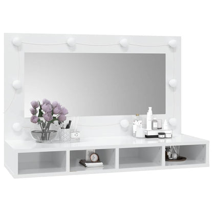 vidaXL Armoire de toilette avec LED blanc brillant 90x31,5x62 cm