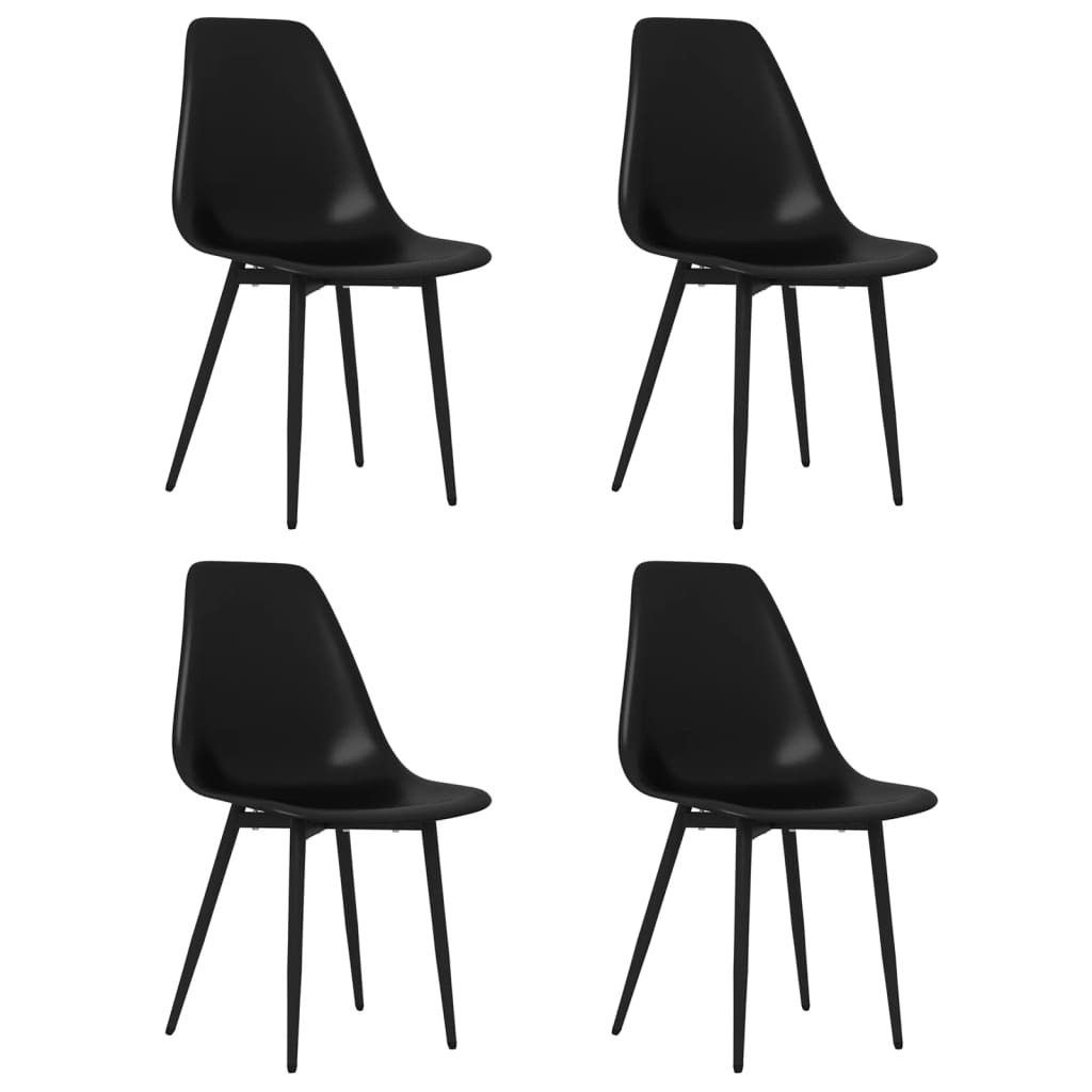 vidaXL Chaises de salle à manger 4 pcs Noir PP