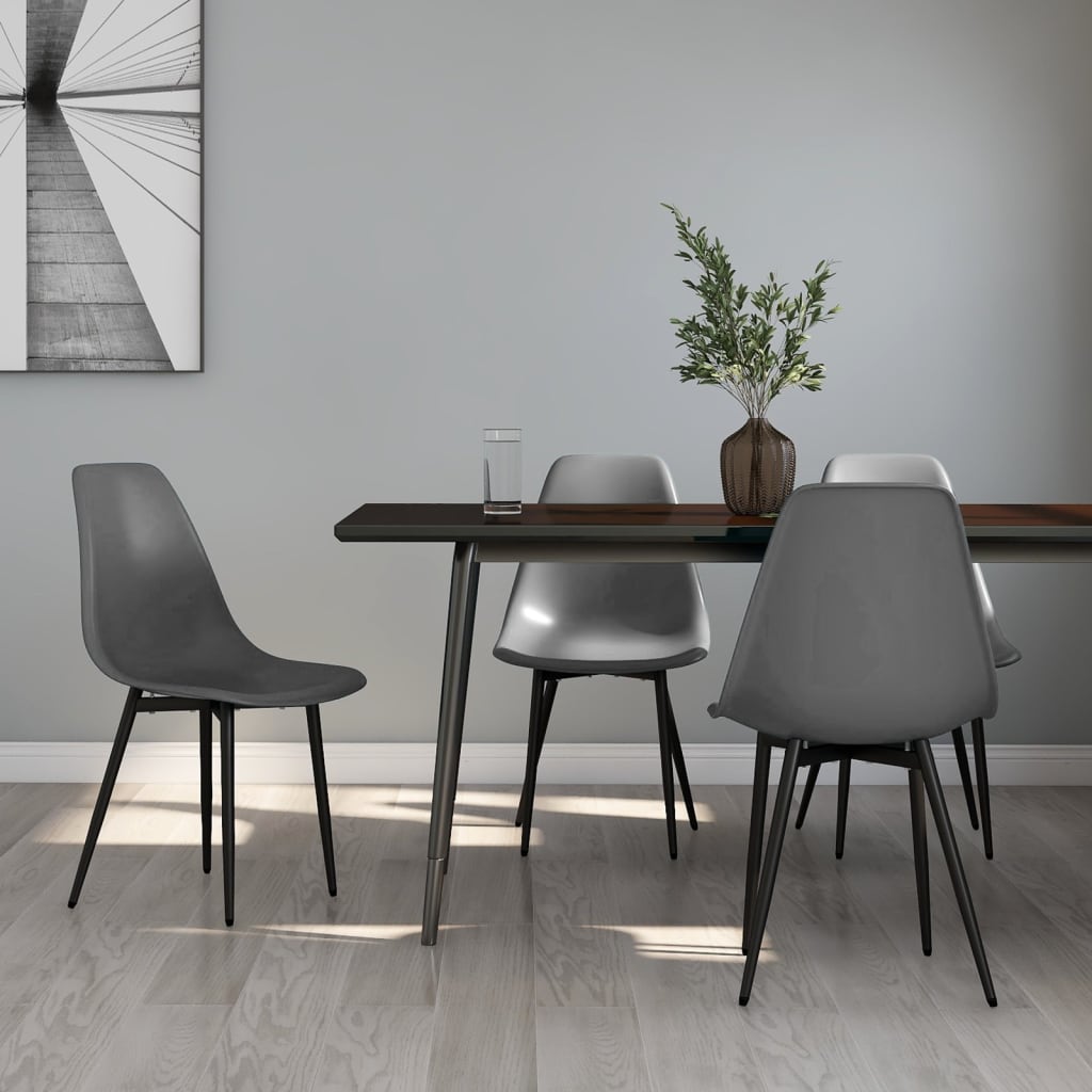 vidaXL Chaises de salle à manger 4 pcs Gris PP