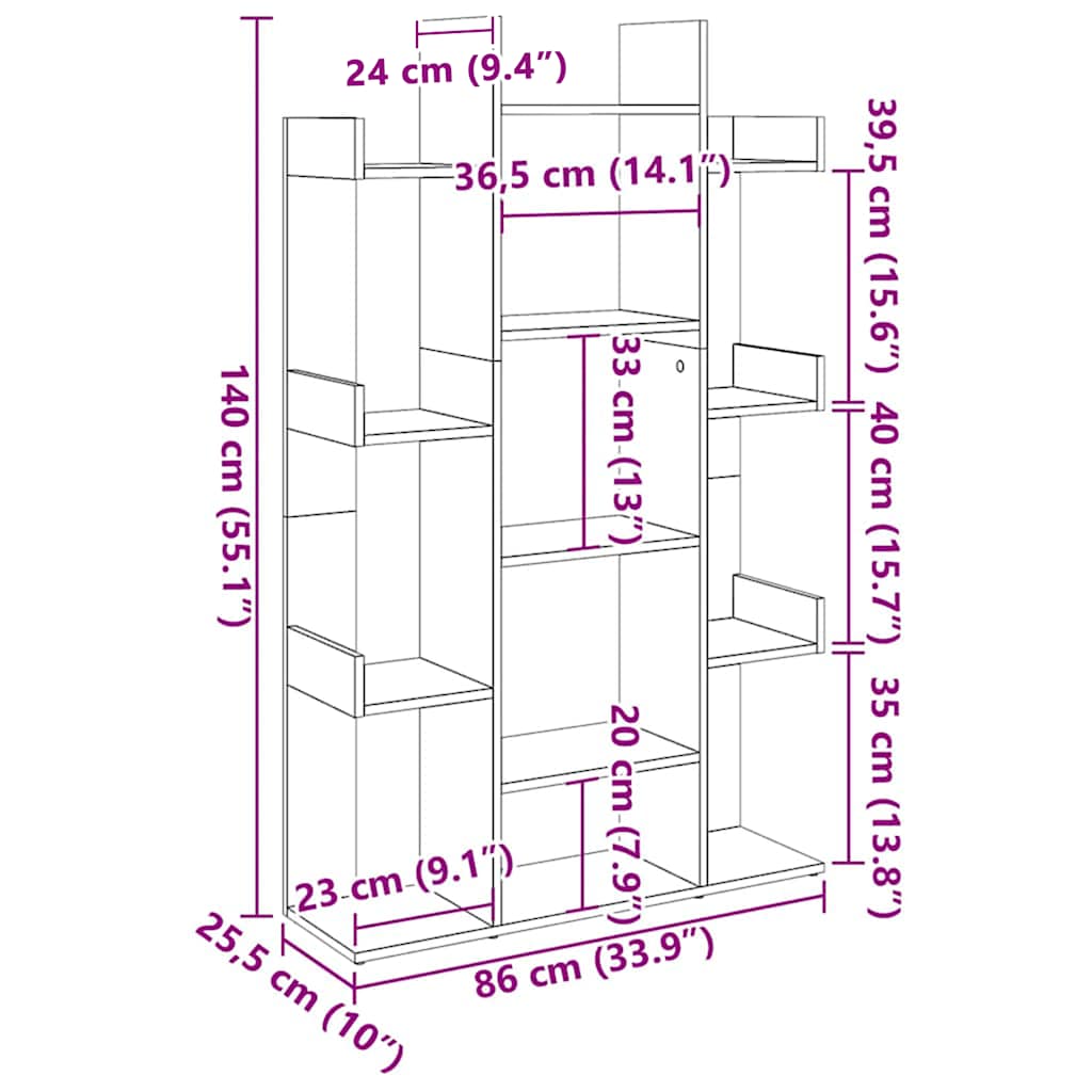 vidaXL Bibliothèque chêne sonoma 86x25,5x140 cm bois d'ingénierie