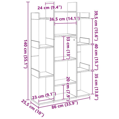 vidaXL Bibliothèque chêne sonoma 86x25,5x140 cm bois d'ingénierie
