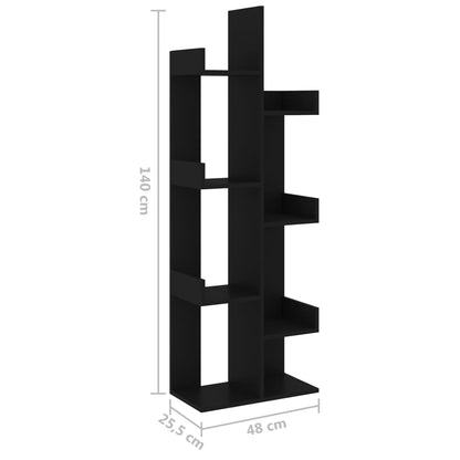 vidaXL Bücherregal Schwarz 48x25,5x140 cm Holzwerkstoff