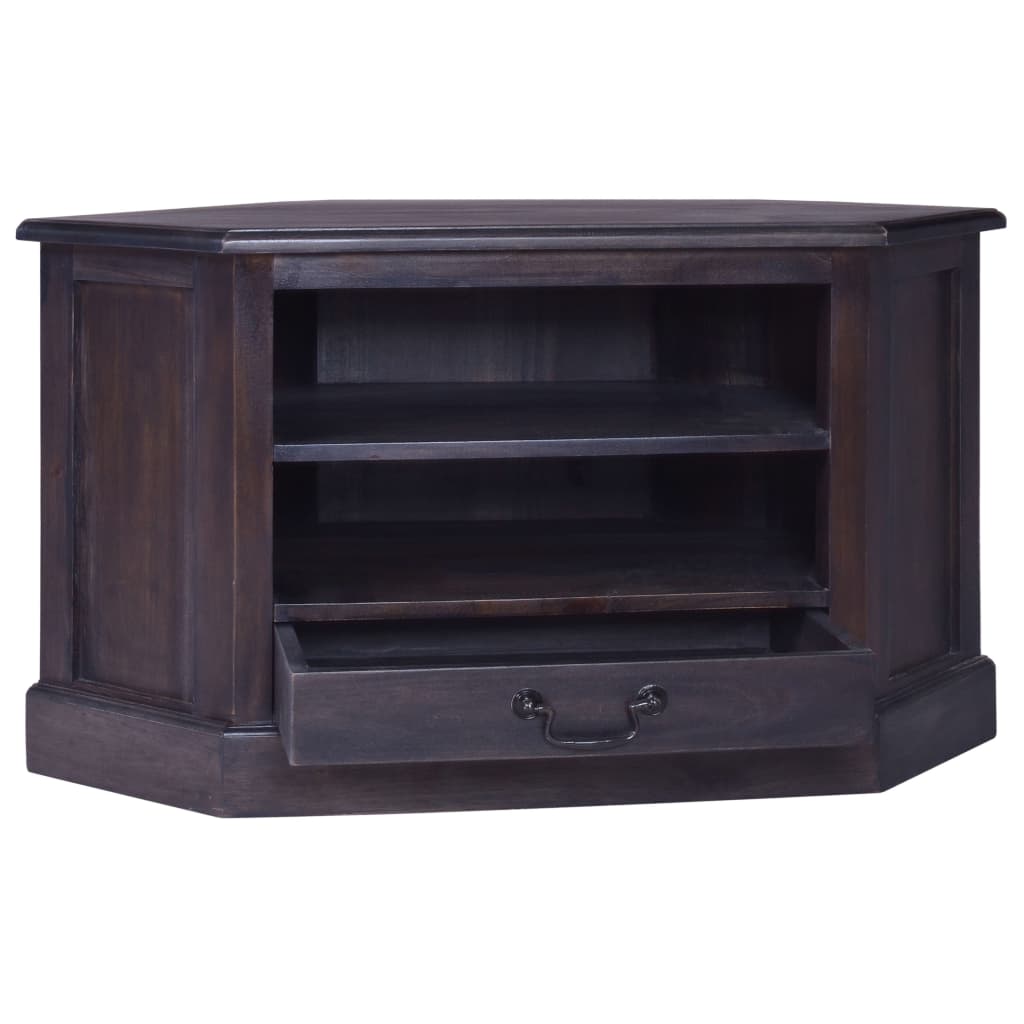 vidaXL Eck-TV-Schrank Hellschwarz 80x40x49 cm Massivholz Mahagoni