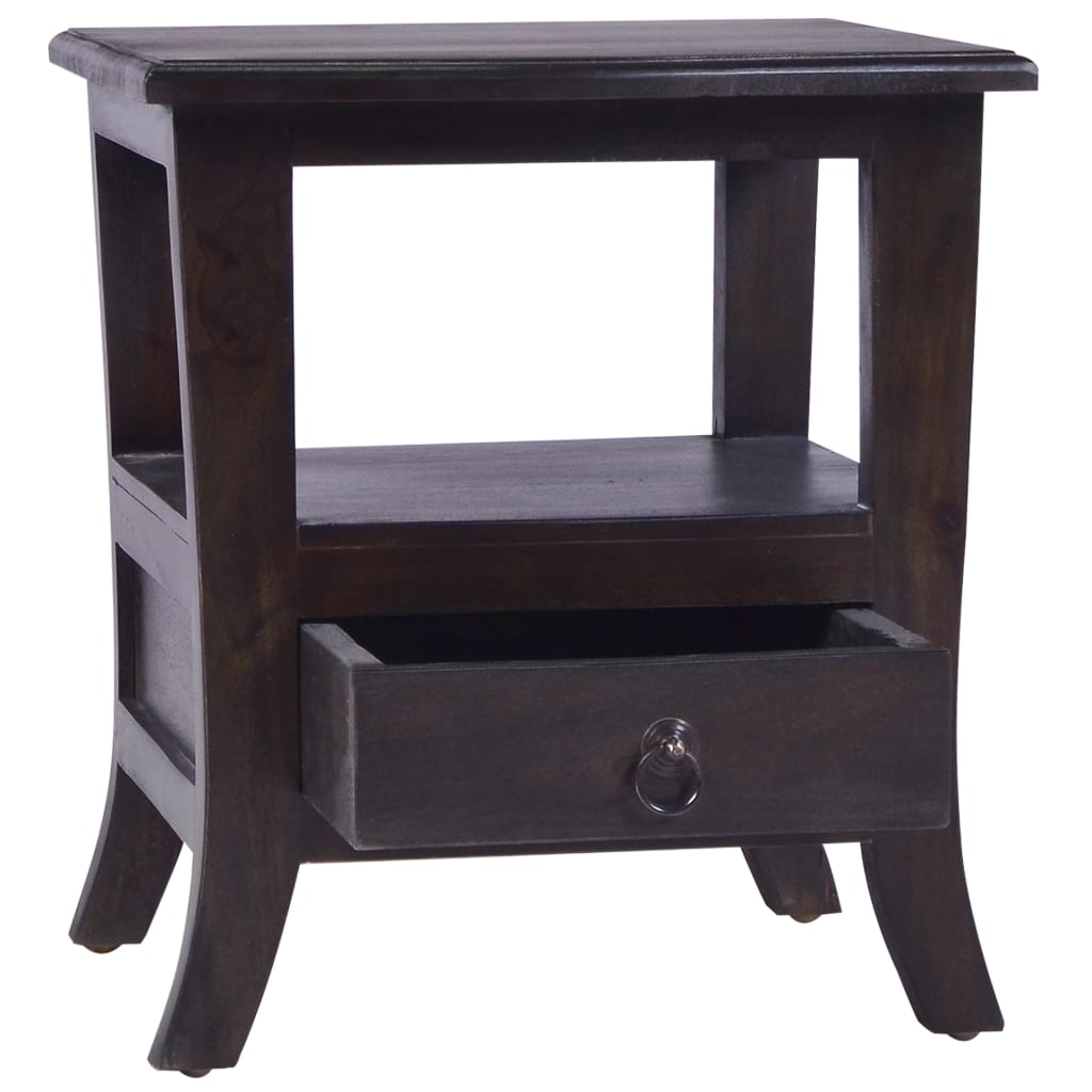 vidaXL Nachttisch Hellschwarz 40x40x45 cm Massivholz Mahagoni
