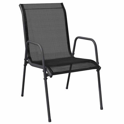 vidaXL Gartenstühle 2 Stk. Stahl und Textilene Schwarz