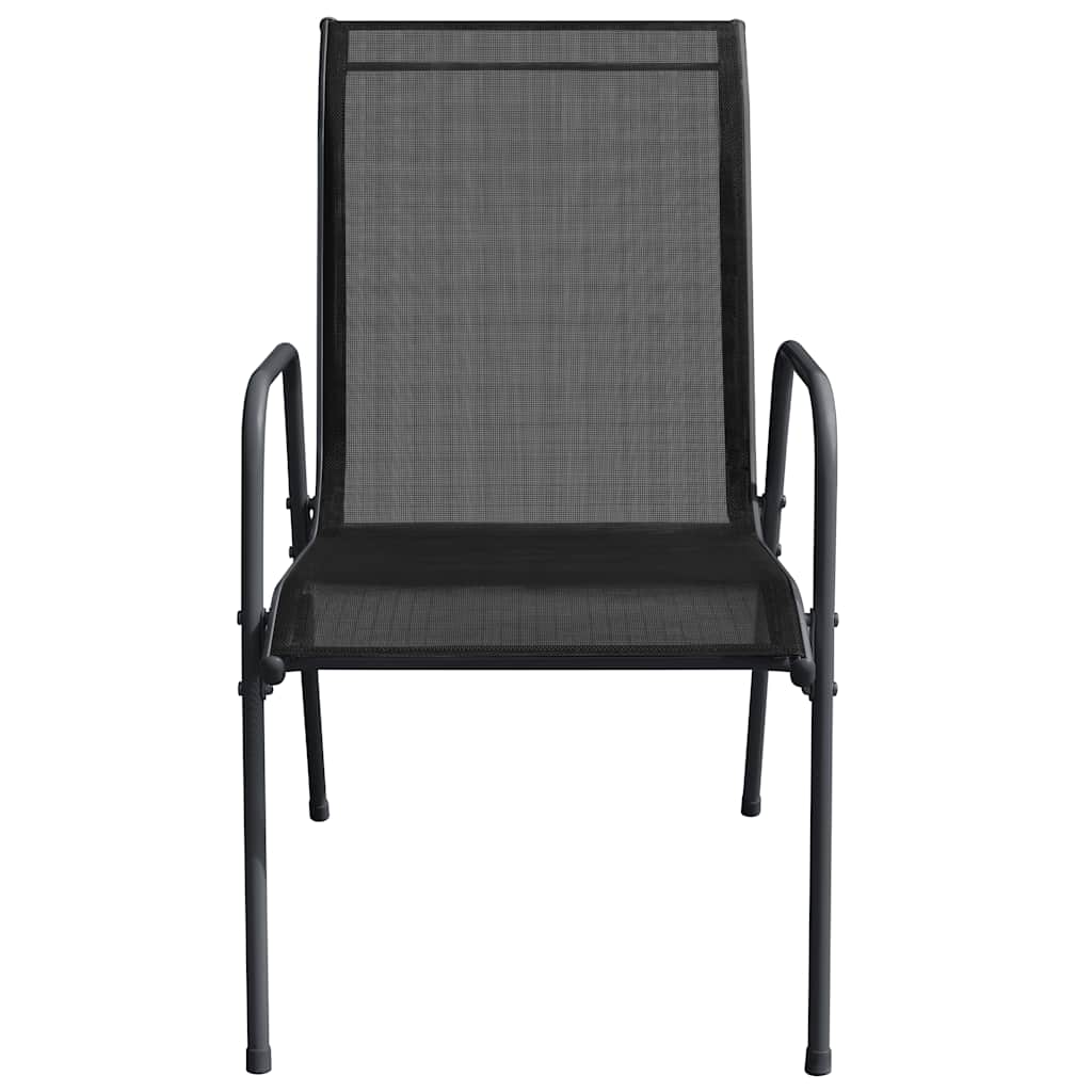 vidaXL Gartenstühle 2 Stk. Stahl und Textilene Schwarz