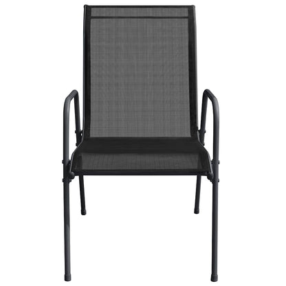 vidaXL Gartenstühle 2 Stk. Stahl und Textilene Schwarz