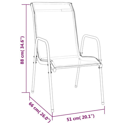 vidaXL Gartenstühle 2 Stk. Stahl und Textilene Schwarz
