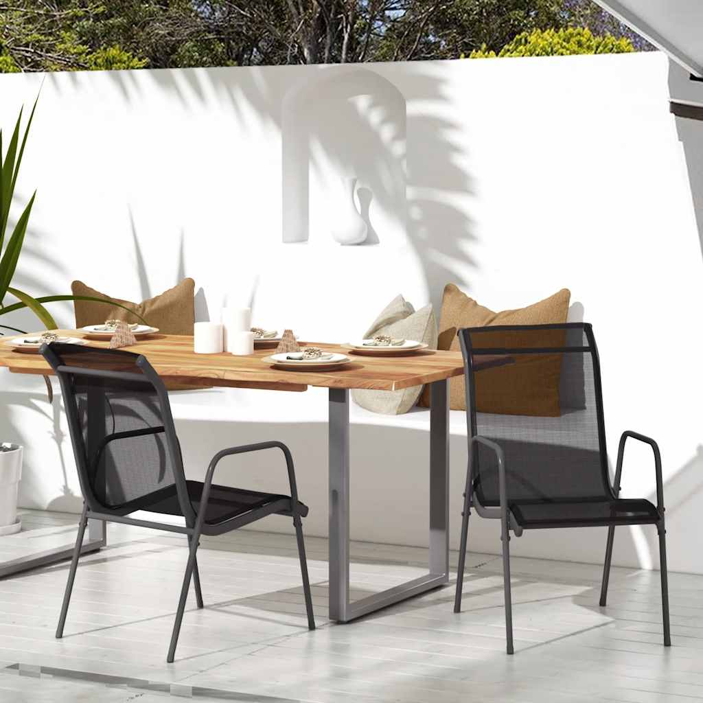 vidaXL Gartenstühle 2 Stk. Stahl und Textilene Schwarz