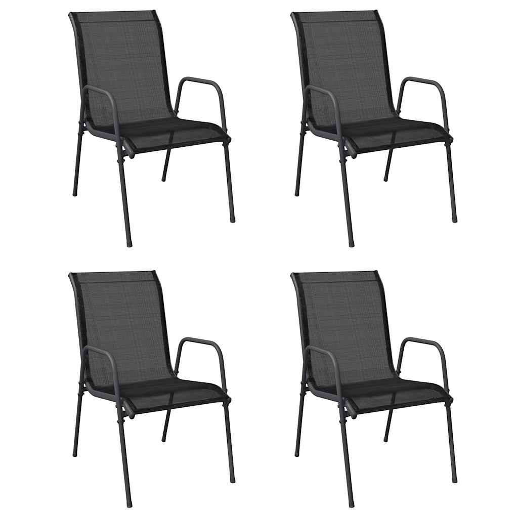 vidaXL Chaises de jardin 4 pcs Acier et textilène Noir
