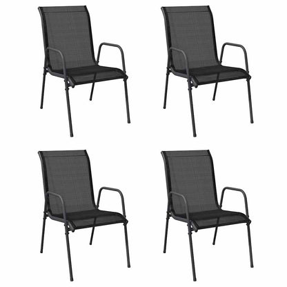 vidaXL Chaises de jardin 4 pcs Acier et textilène Noir