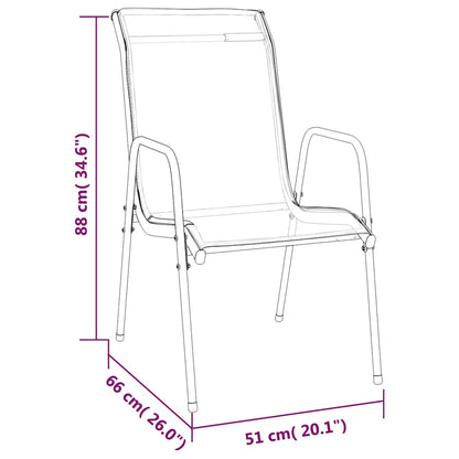 vidaXL Chaises de jardin 4 pcs Acier et textilène Noir