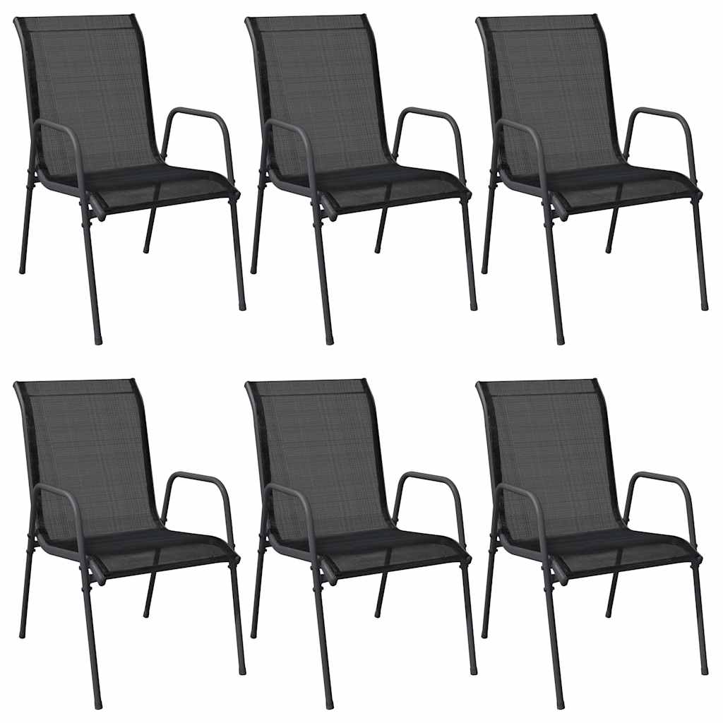 vidaXL Chaises de jardin 6 pcs Acier et textilène Noir