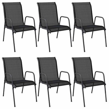 vidaXL Chaises de jardin 6 pcs Acier et textilène Noir