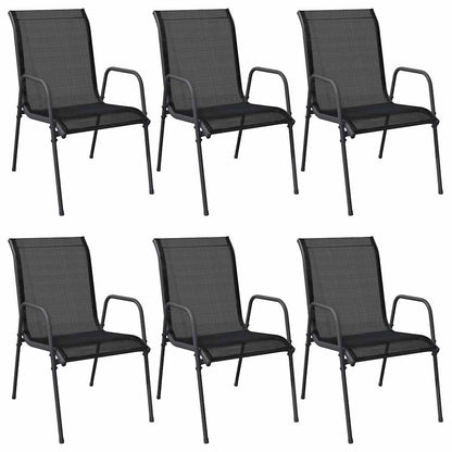 vidaXL Chaises de jardin 6 pcs Acier et textilène Noir