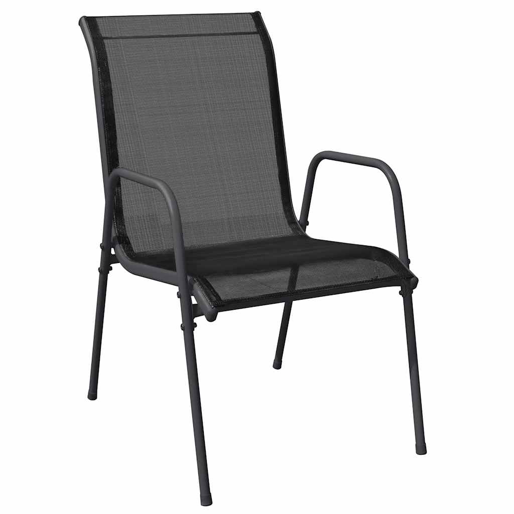 vidaXL Chaises de jardin 6 pcs Acier et textilène Noir