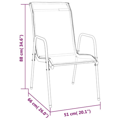 vidaXL Chaises de jardin 6 pcs Acier et textilène Noir