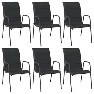 vidaXL Chaises de jardin 6 pcs Acier et textilène Noir