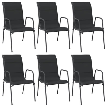 vidaXL Chaises de jardin 6 pcs Acier et textilène Noir