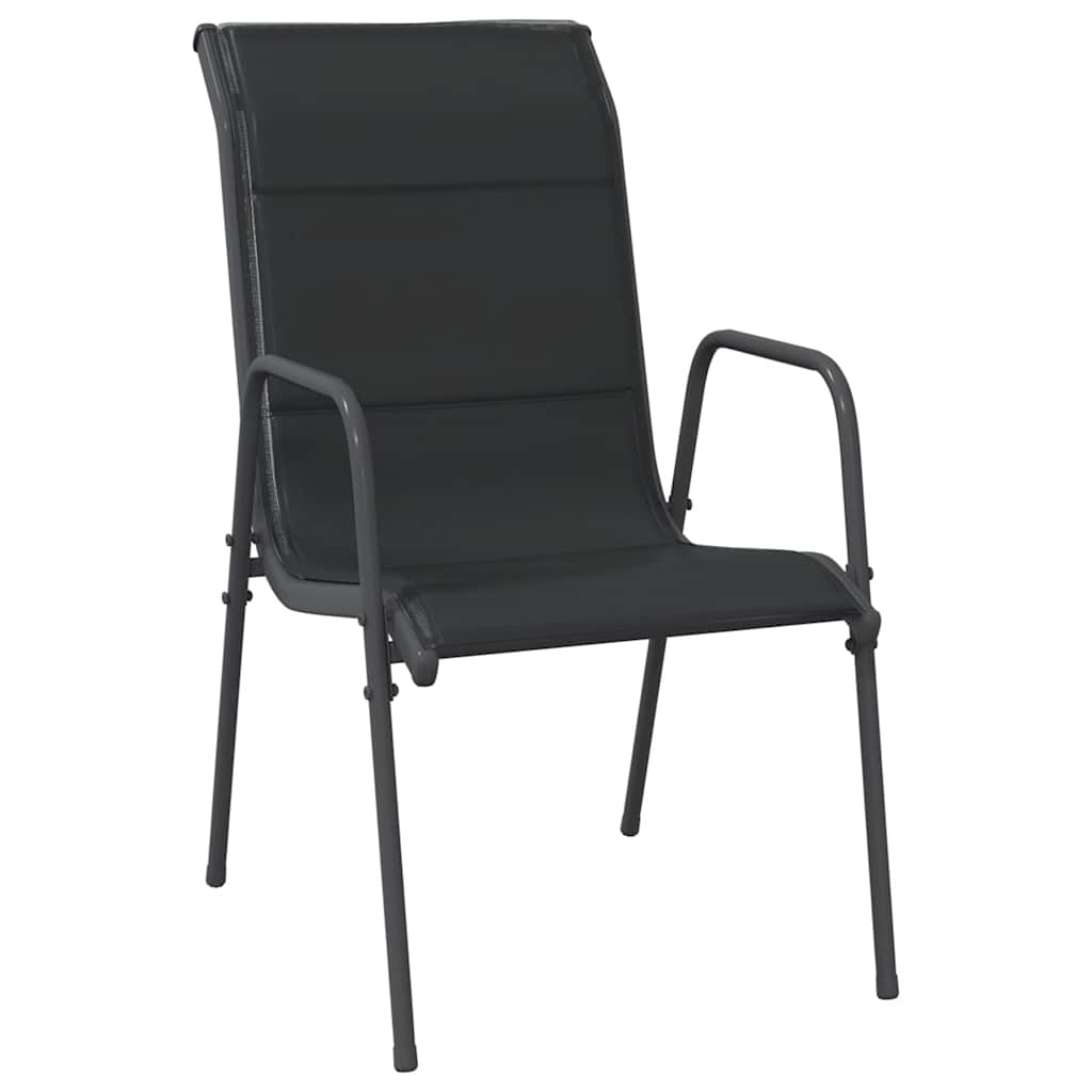 vidaXL Chaises de jardin 6 pcs Acier et textilène Noir