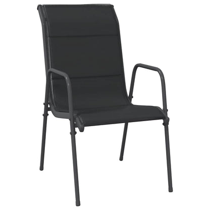 vidaXL Chaises de jardin 6 pcs Acier et textilène Noir