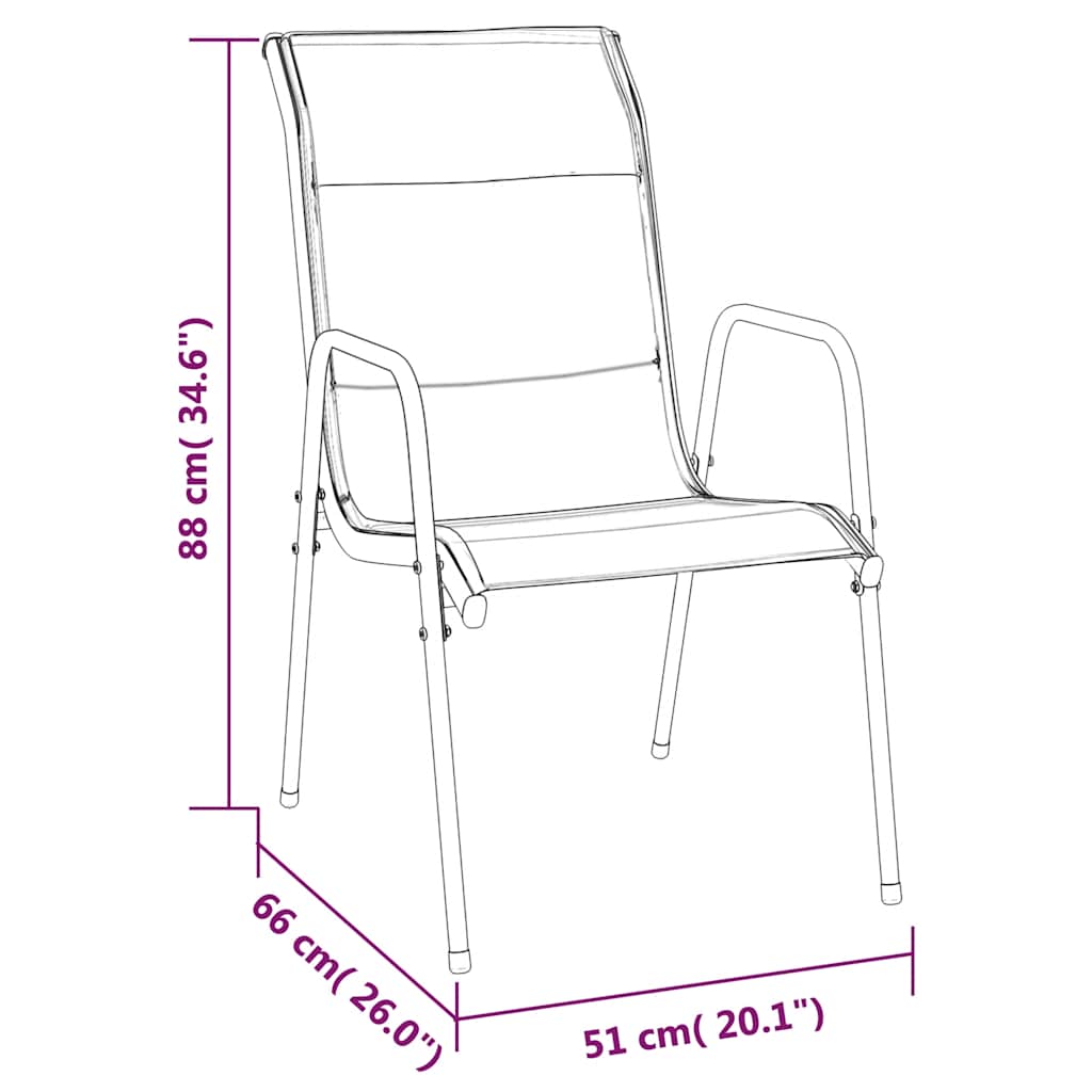 vidaXL Chaises de jardin 6 pcs Acier et textilène Noir