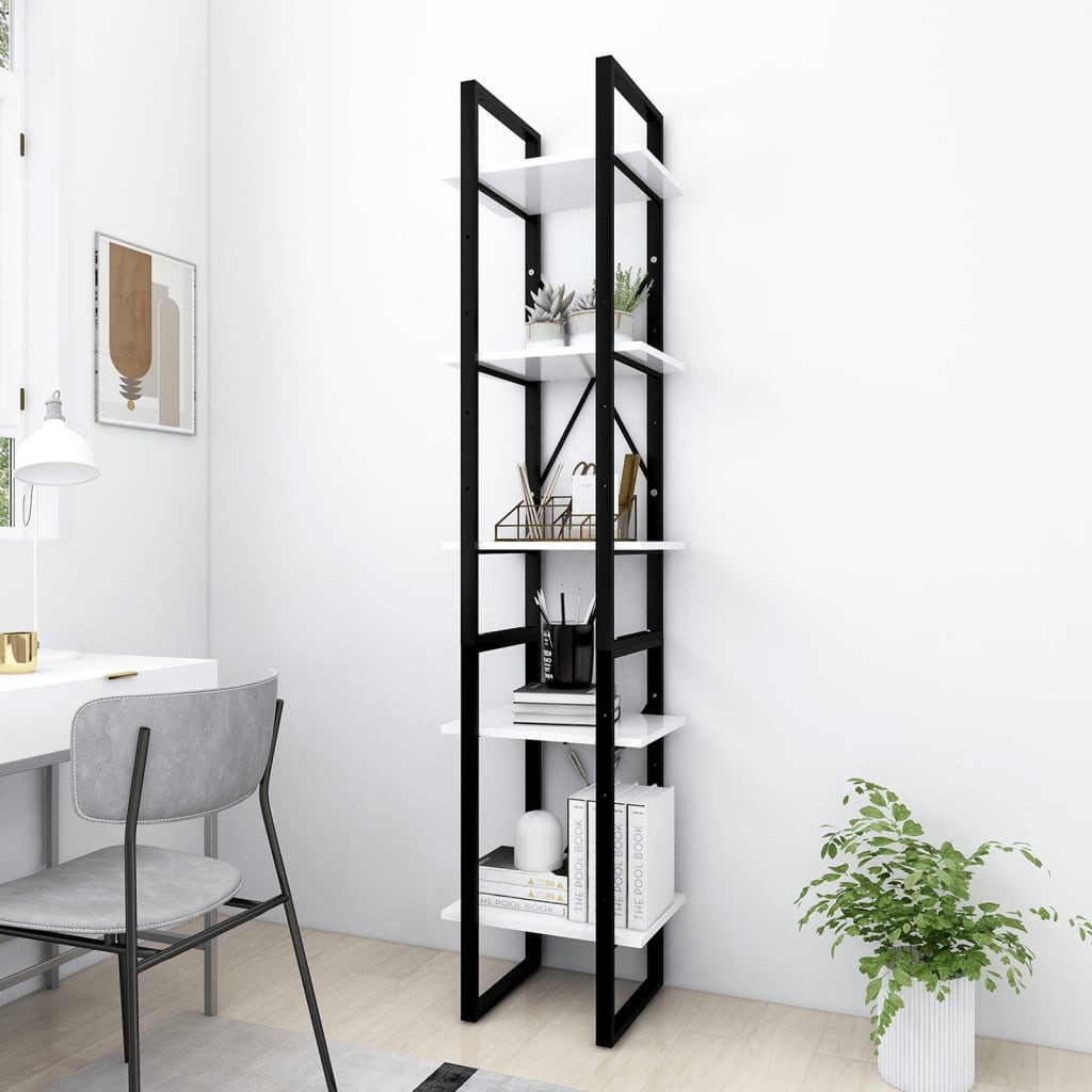 vidaXL Bibliothèque 5 étagères Blanc 40x30x175 cm Bois d'ingénierie