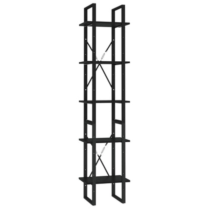 vidaXL Bücherregal 5 Fächer Schwarz 40x30x175 cm Holzwerkstoff