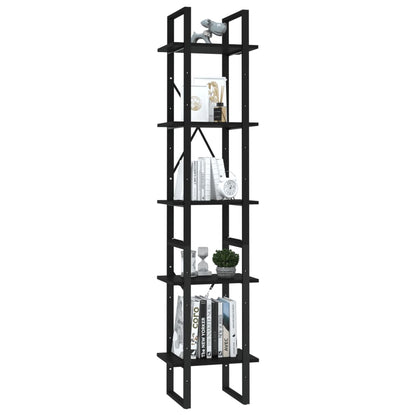 vidaXL Bücherregal 5 Fächer Schwarz 40x30x175 cm Holzwerkstoff