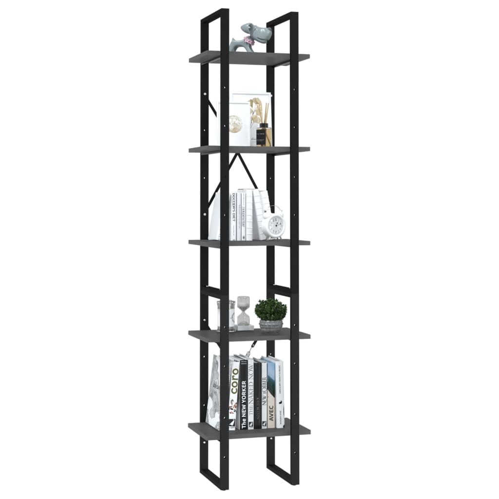 vidaXL Étagère à livres 5 niveaux Gris 40x30x175 cm Bois d'ingénierie