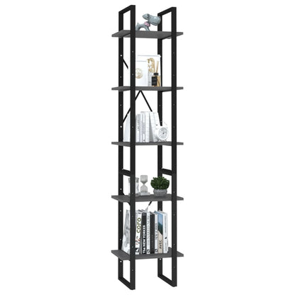 vidaXL Étagère à livres 5 niveaux Gris 40x30x175 cm Bois d'ingénierie