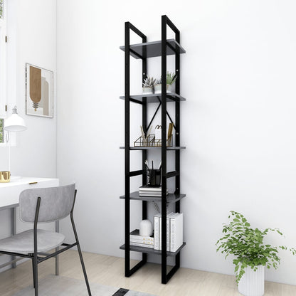 vidaXL Étagère à livres 5 niveaux Gris 40x30x175 cm Bois d'ingénierie