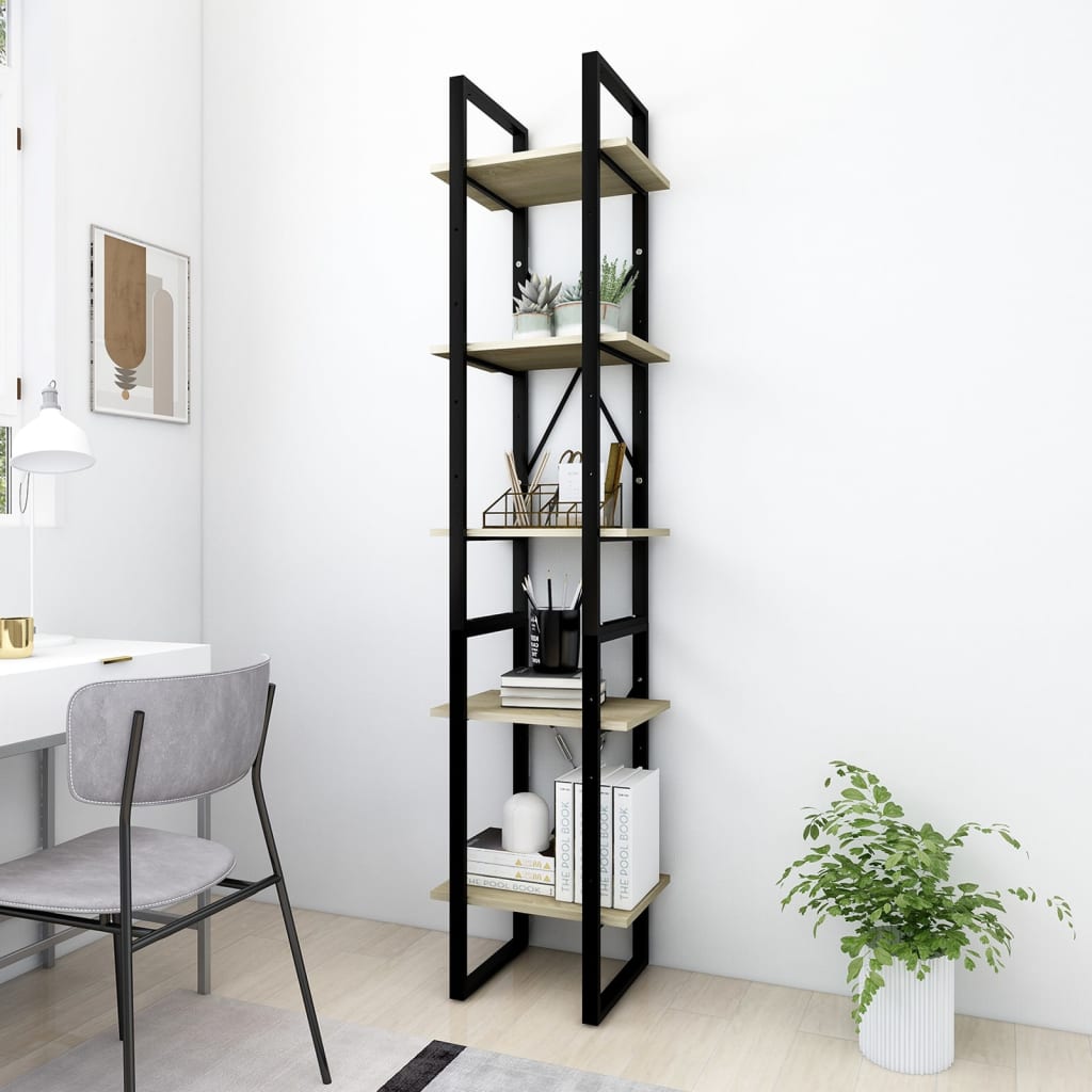 vidaXL Bibliothèque 5 niveaux Chêne Sonoma 40x30x175 cm Bois d'ingénierie