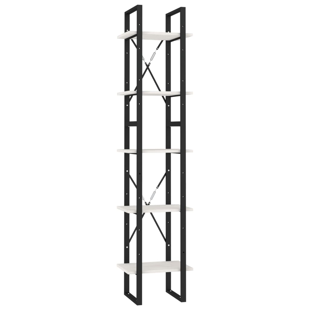 vidaXL Bücherregal 5 Fächer Weiß 40x30x175 cm Massivholz Kiefer