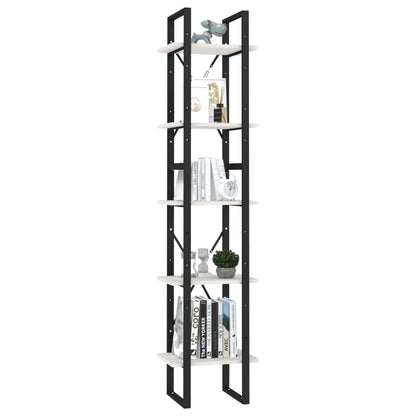 vidaXL Bücherregal 5 Fächer Weiß 40x30x175 cm Massivholz Kiefer