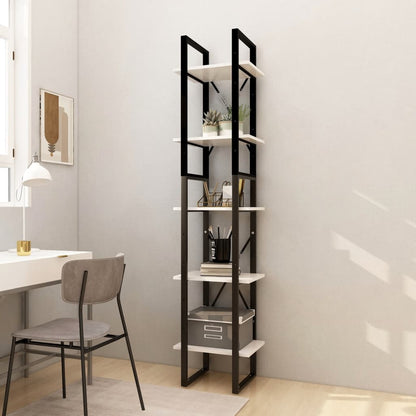 vidaXL Bücherregal 5 Fächer Weiß 40x30x175 cm Massivholz Kiefer