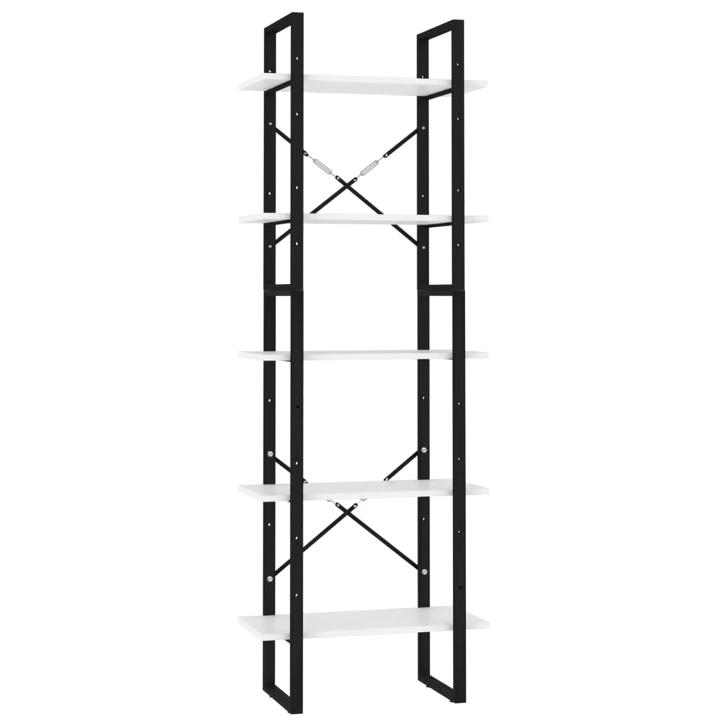 vidaXL Bücherregal 5 Fächer Weiß 60x30x175 cm Holzwerkstoff