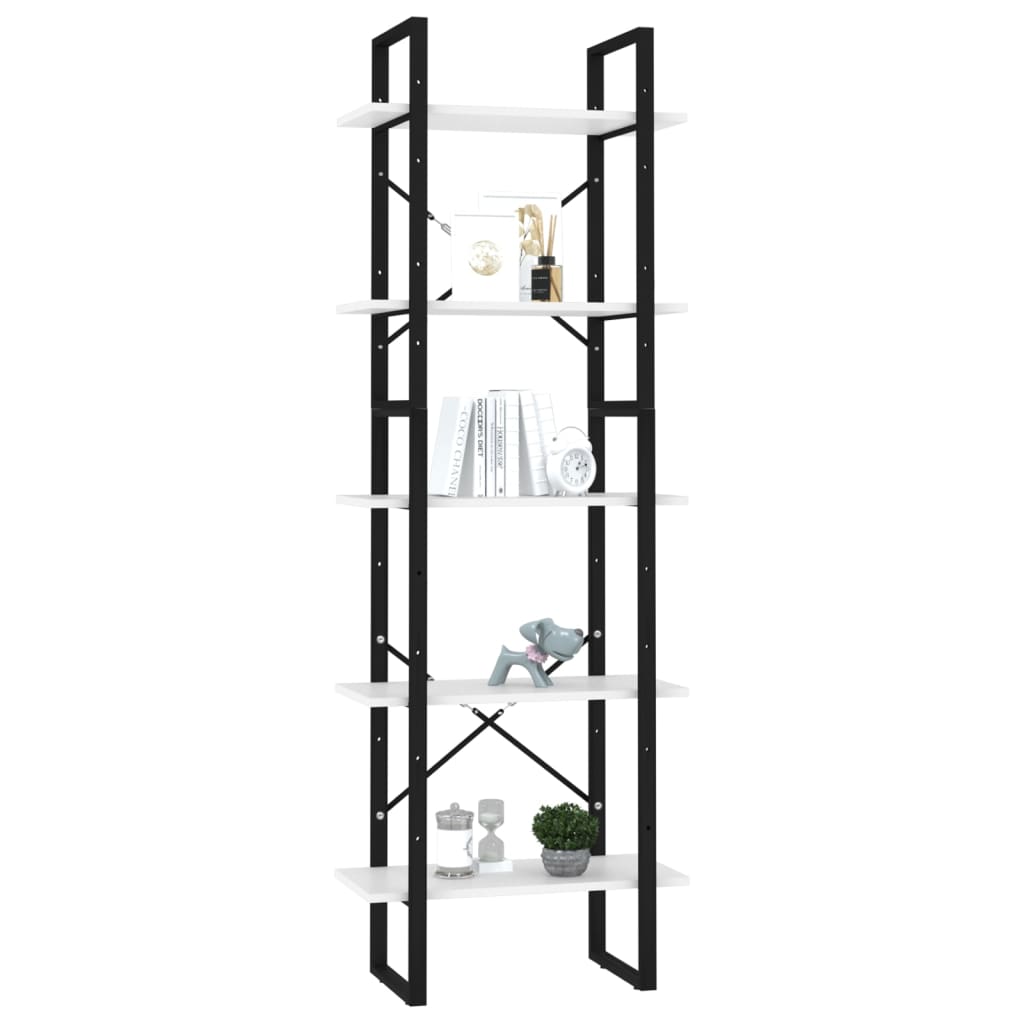 vidaXL Bücherregal 5 Fächer Weiß 60x30x175 cm Holzwerkstoff