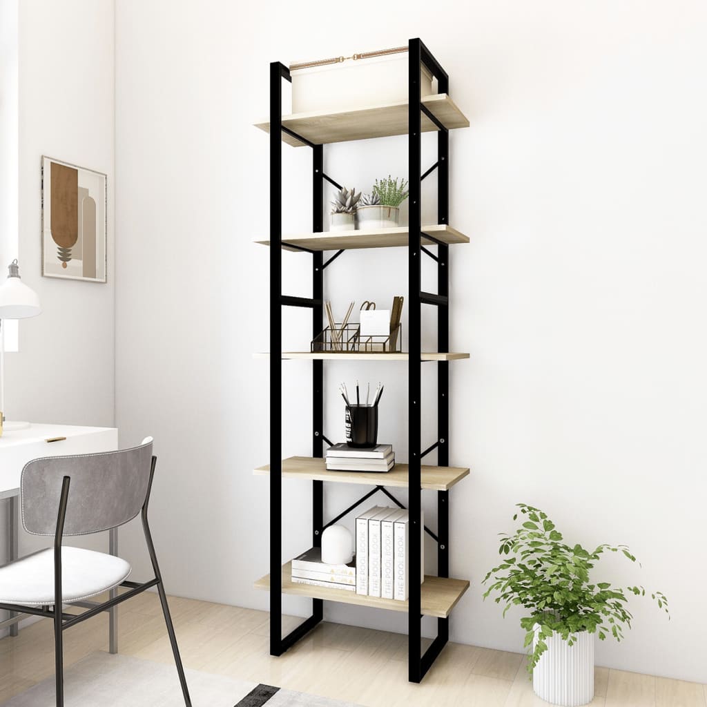 vidaXL Bibliothèque 5 étagères Chêne Sonoma 60x30x175 cm Bois d'ingénierie