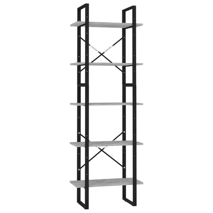 vidaXL Bibliothèque 5 étagères Gris béton 60x30x175 cm Bois d'ingénierie